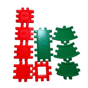 Little Tikes Vtg Waffle‎ Blocks Red Green Road Mixed Lot 9 Pcs Replacement Parts